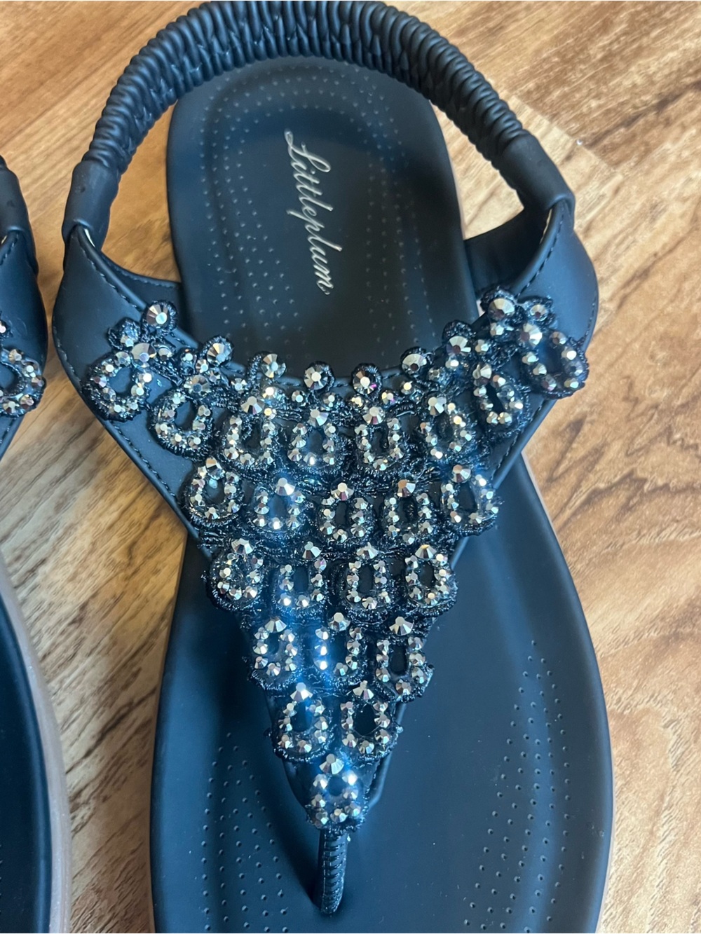 Embellished Navy Women's Sandals - Picture 2 of 7